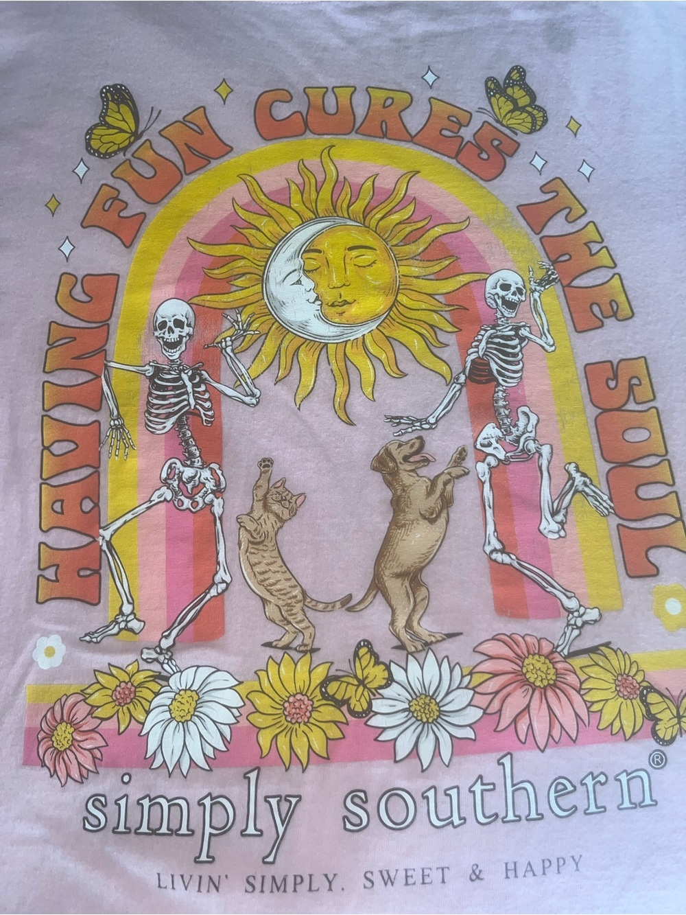 SOLD🦋Simply Southern Pink Retro Floral & Sun Graphic Tee